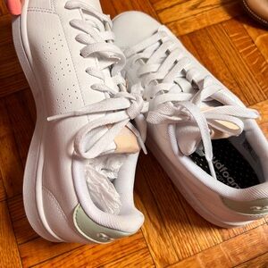 Adidas Women's White and Mint Sneakers